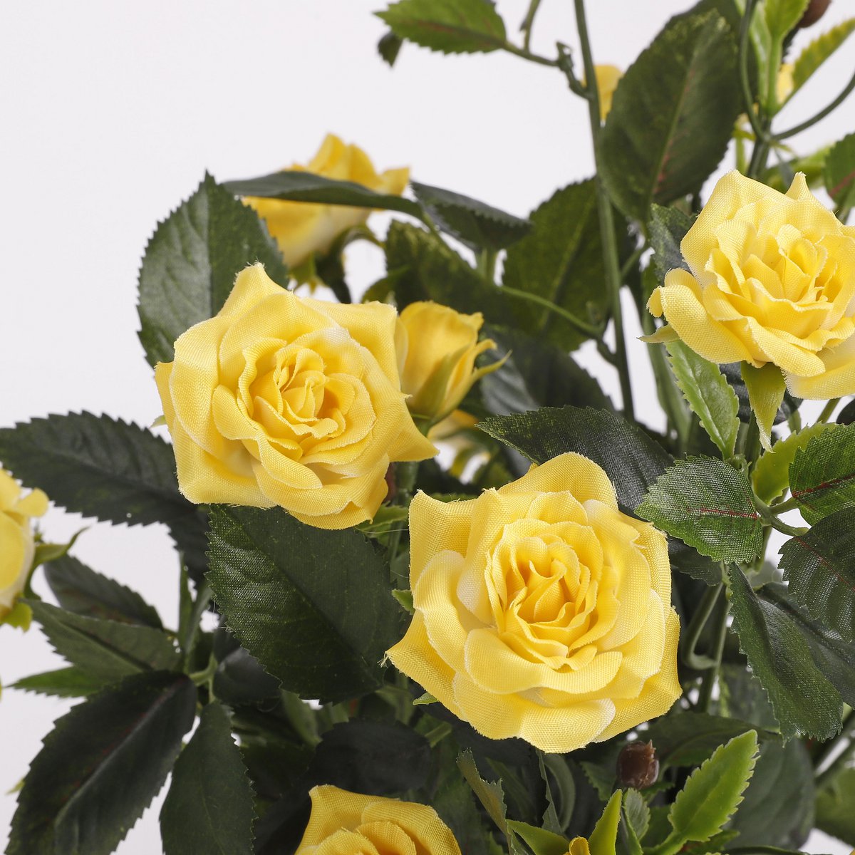 Künstliche Rosenstrauchpflanze im Stan-Blumentopf – H33 x Ø25 cm – Gelb