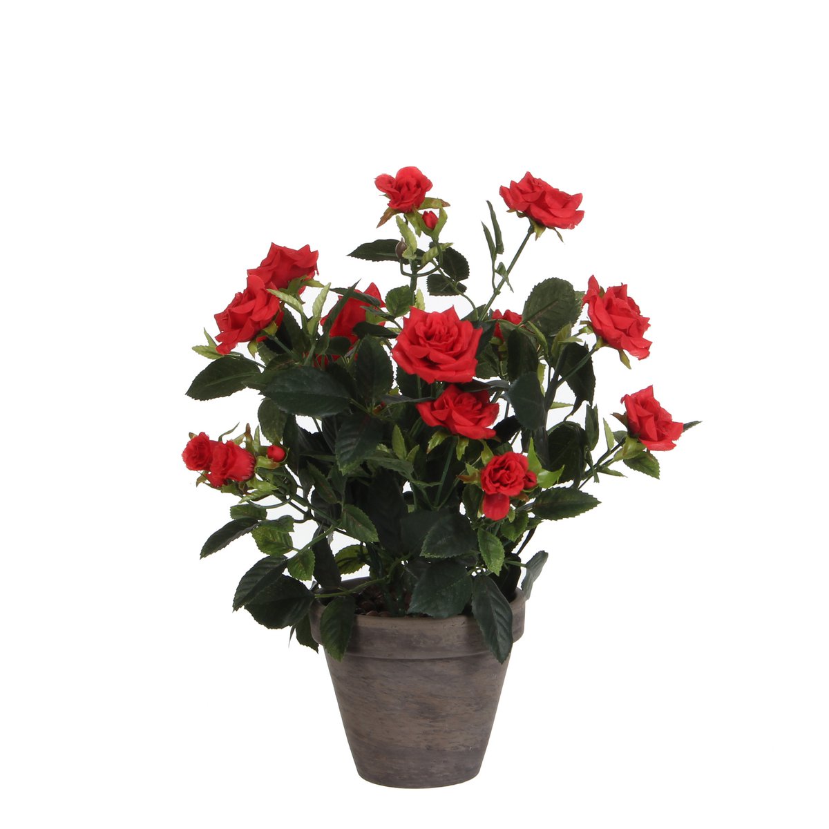 Künstliche Rosenstrauchpflanze im Blumentopf Stan – H33 x Ø25 cm – Rot