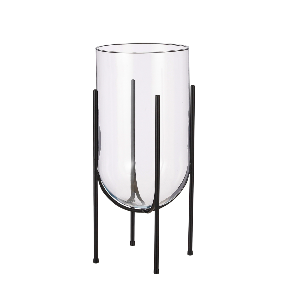 Jamey Vase auf Ständer – H49,5 x Ø23,5 cm – Transparent, Schwarz