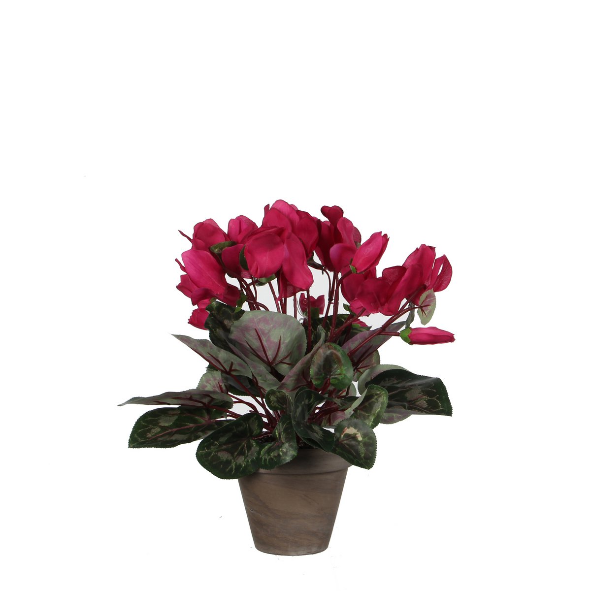 Künstliche Alpenveilchenpflanze im Blumentopf Stan – H30 x Ø30 cm – Dunkelrosa