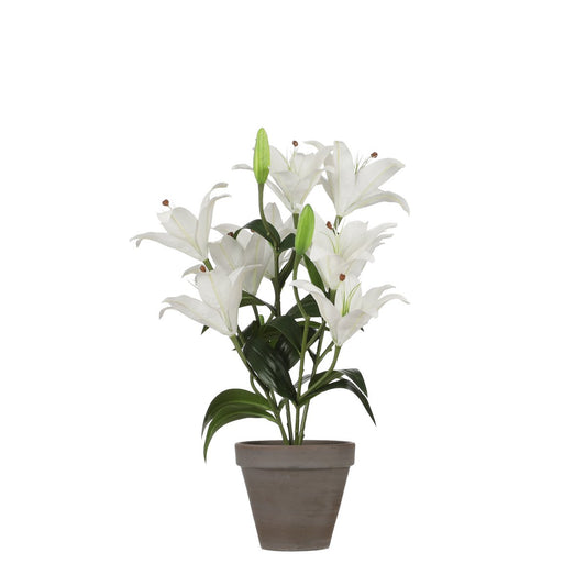 Künstliche Tigerlilie im Blumentopf Stan – H47 x Ø45 cm – Weiß