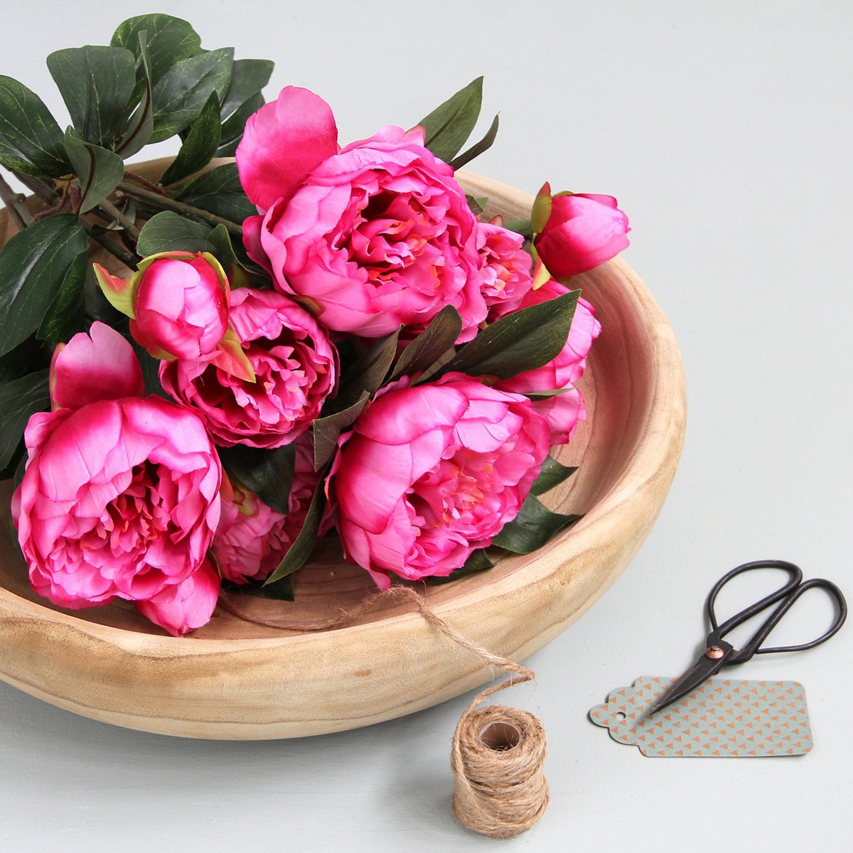 Pfingstrosen-Kunstblumenstrauß – H55 x Ø40 cm – Dunkelrosa