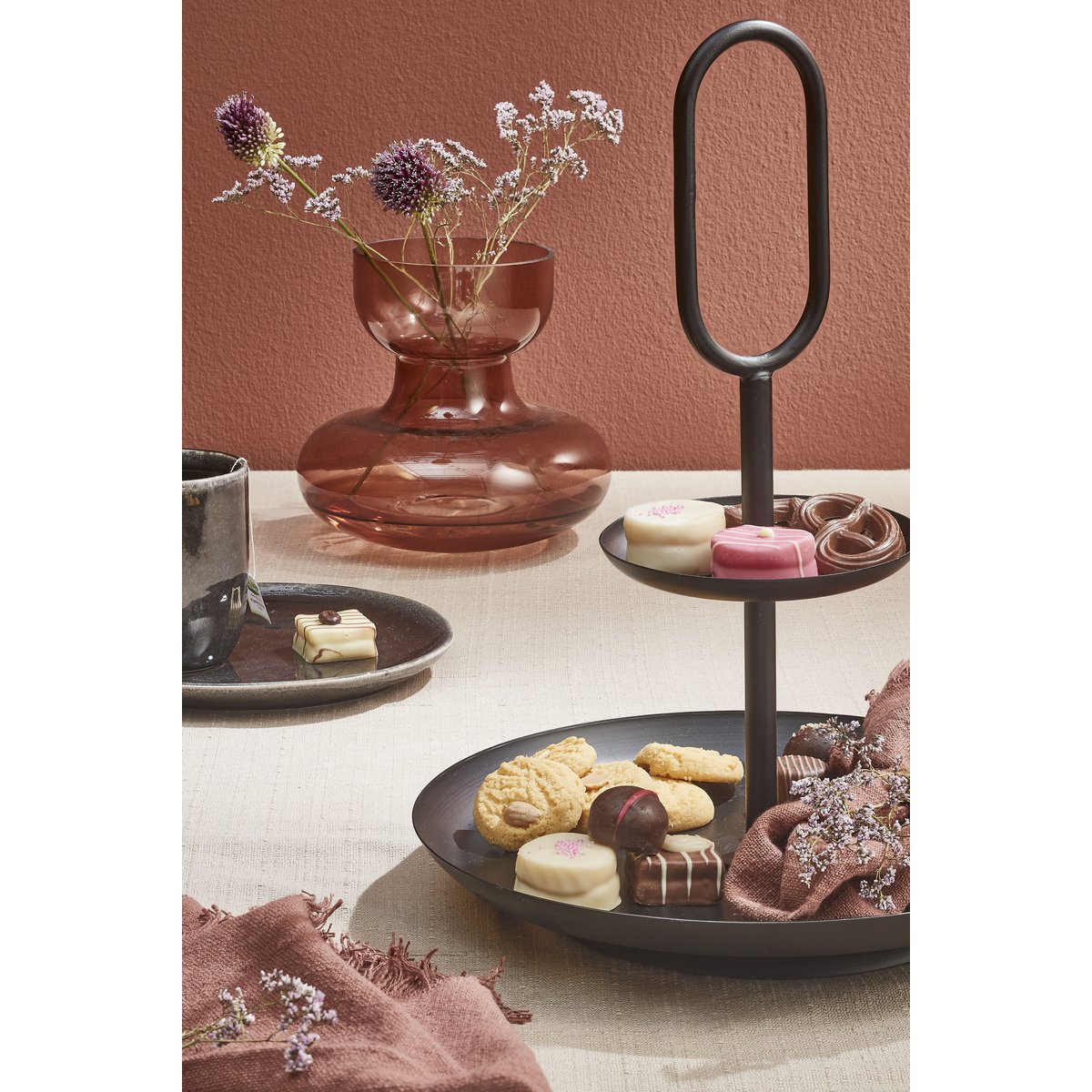 Rama Etagere 2-stöckig – H36 x Ø28 cm – Metall – Schwarz