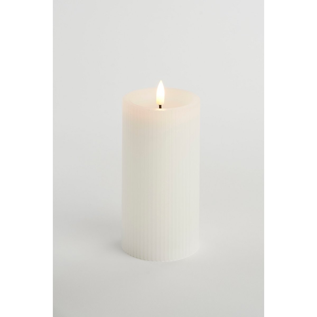 LED-Stumpenkerze – 3er-Set – H15 x Ø7,5 cm – Wachs – Weiß