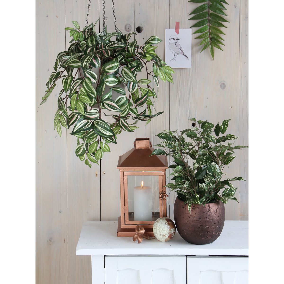 Tradescantia Künstliche Hängepflanze – L15 x B30 x H80 cm – Grün