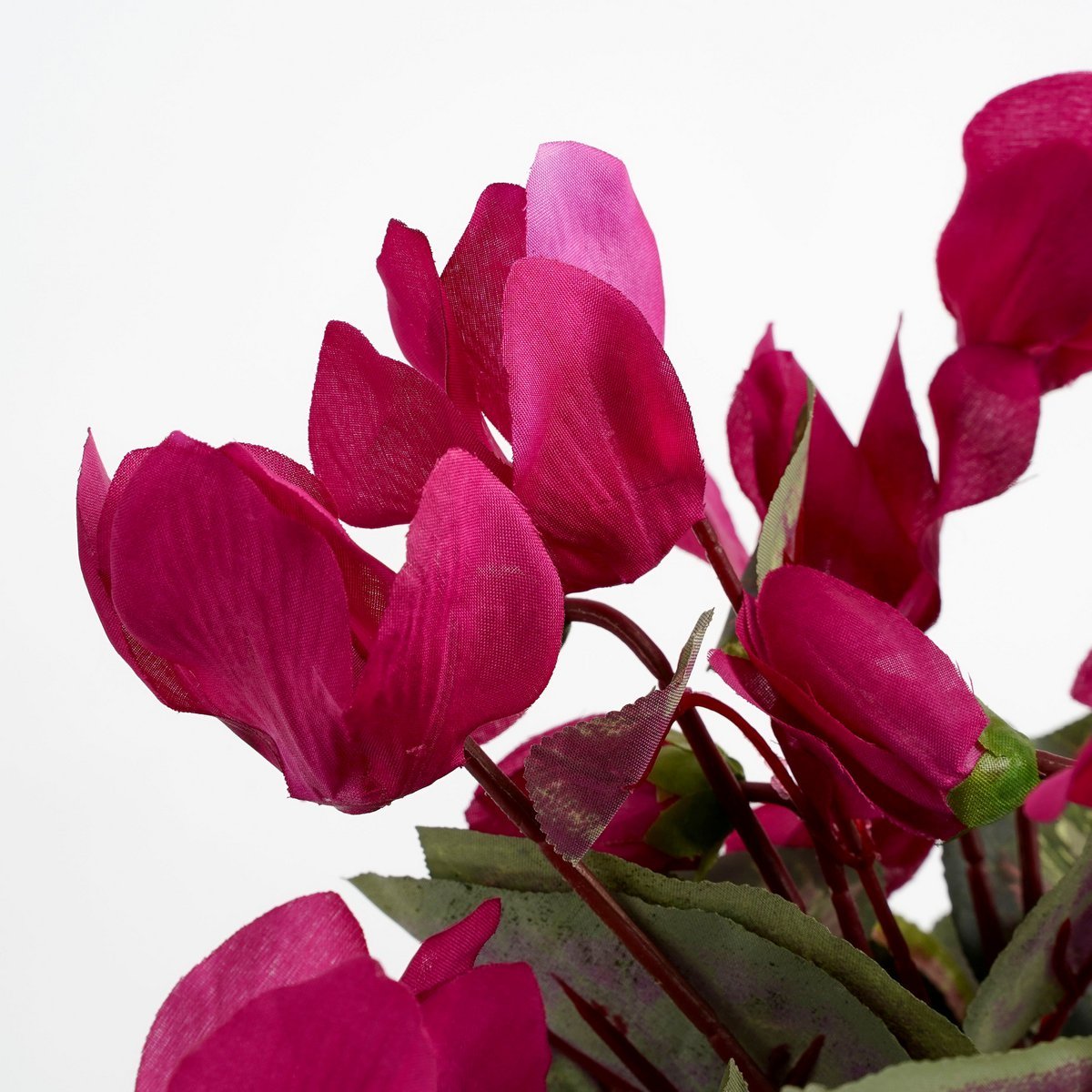 Künstliche Alpenveilchenpflanze im Blumentopf Stan – H30 x Ø30 cm – Dunkelrosa