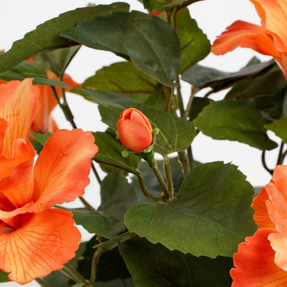 Künstliche Hibiskuspflanze im Blumentopf Stan – H40 x Ø30 cm – Orange
