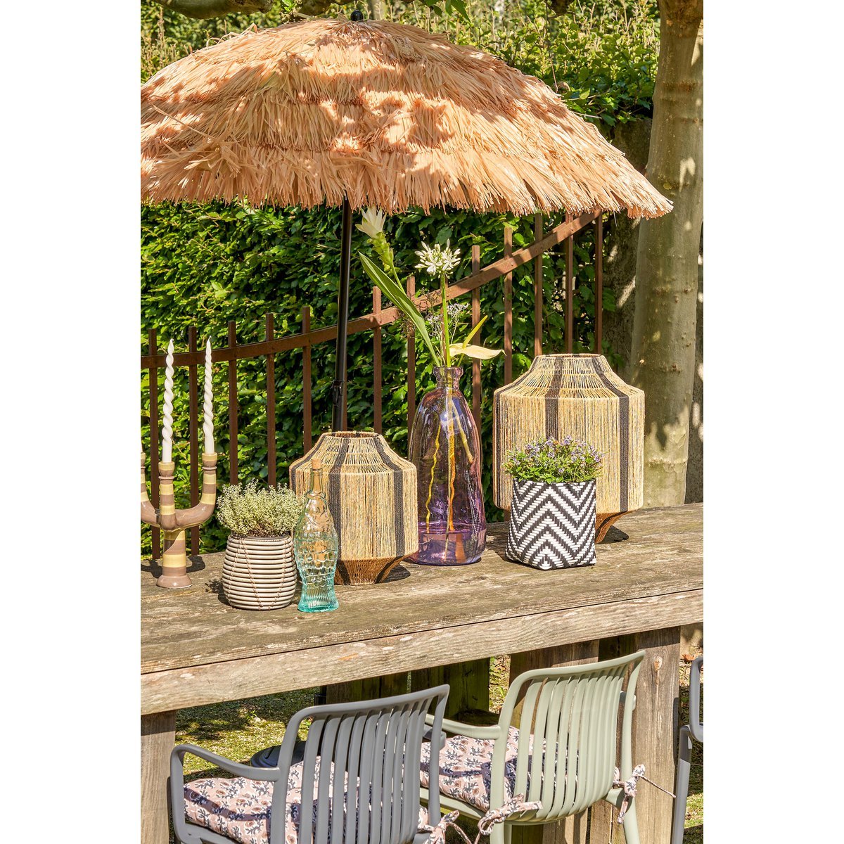 Liliano Laterne - H51 x Ø40 cm - Jute - Schwarz