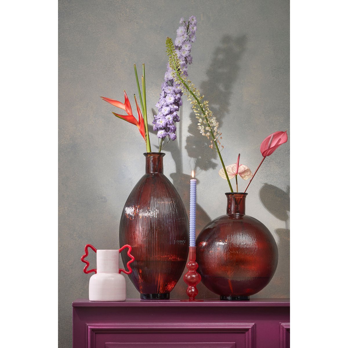 Firenza Flaschenvase – H42 x Ø34 cm – Recyceltes Glas – Dunkelbraun