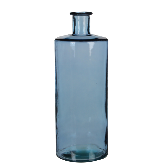 Guan Flaschenvase - H40 x Ø15 cm - Recyceltes Glas - Blau