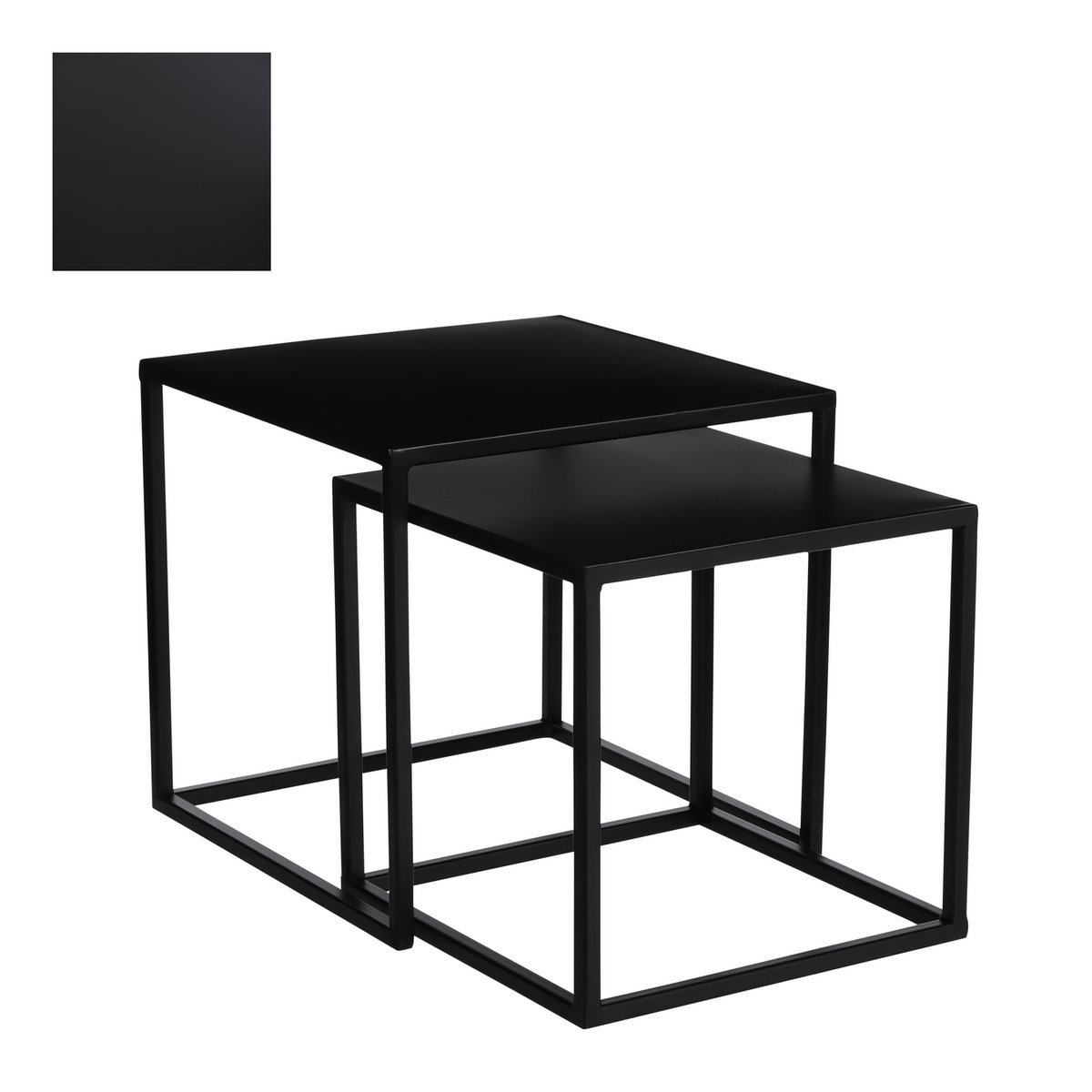Goa Beistelltisch – 2er-Set – L35 x B35 x H33 cm – Metall – Schwarz