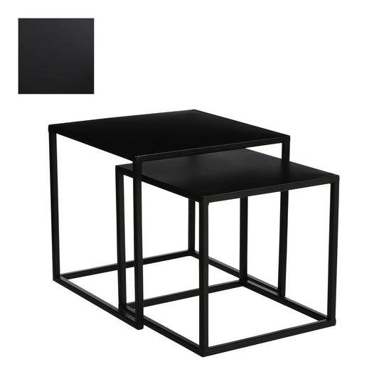 Goa Beistelltisch – 2er-Set – L35 x B35 x H33 cm – Metall – Schwarz