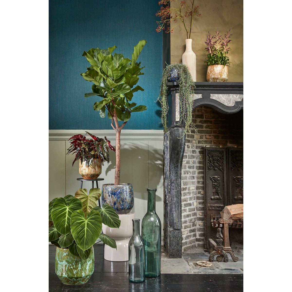 Rioja Flaschenvase - H100 x Ø21 cm - Recyceltes Glas - Grün