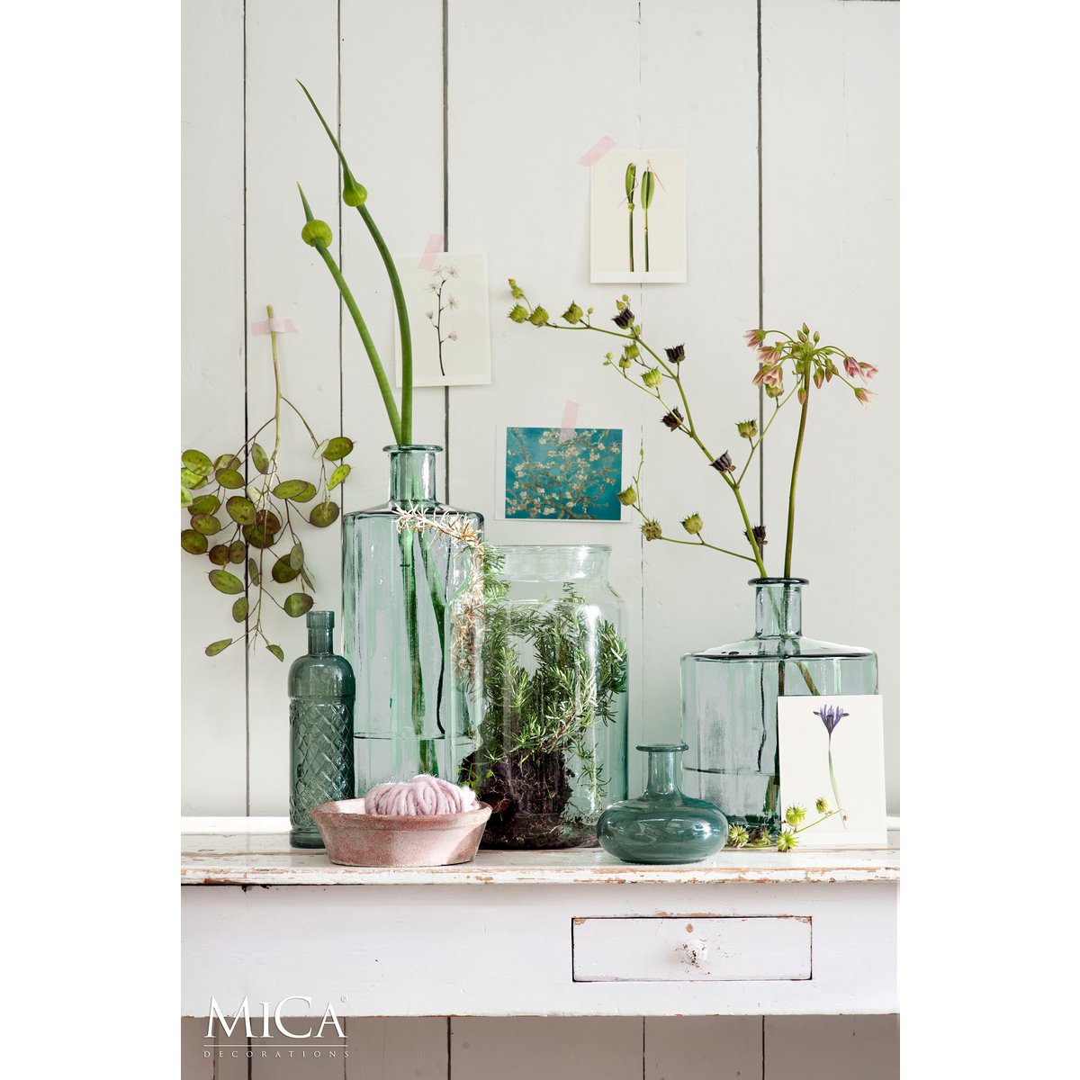 Guan Flaschenvase - H40 x Ø15 cm - Recyceltes Glas - Transparent