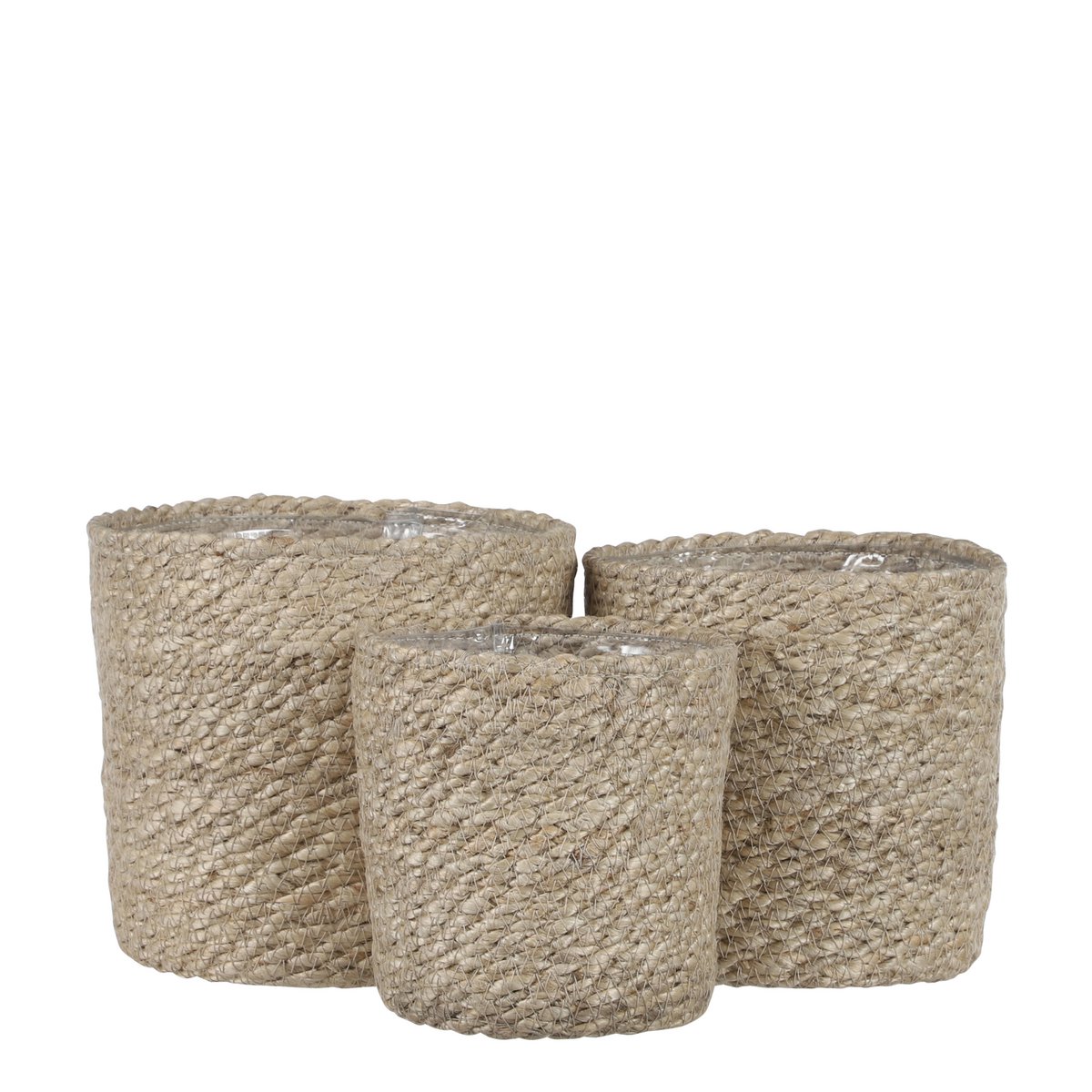 Atlantic Korb für Pflanzen – 3er-Set – H16 x Ø16 cm – Jute – Creme
