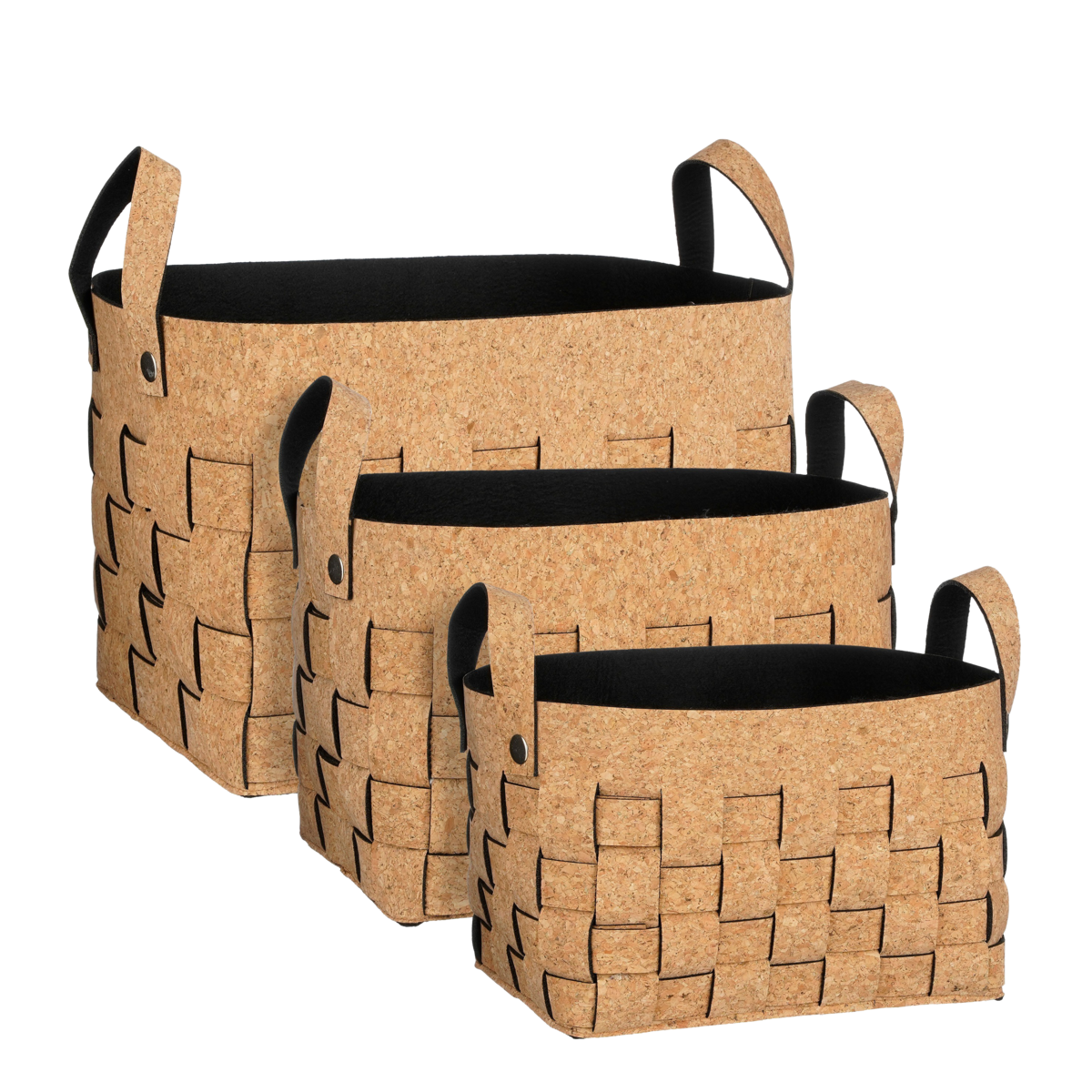 Aufbewahrungskorb – 3er-Set – L40 x B30 x H30 cm – Kork/Filz – Braun