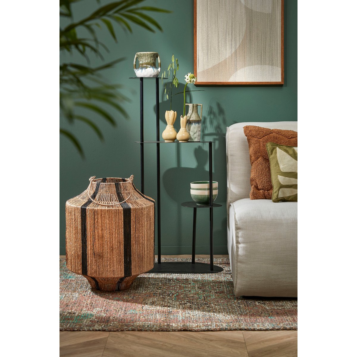 Liliano Laterne - H51 x Ø40 cm - Jute - Schwarz