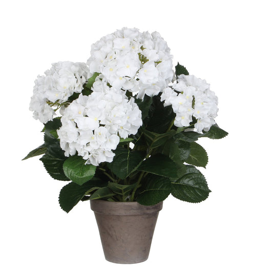 Künstliche Hortensienpflanze im Blumentopf Stan – H45 x Ø45 cm – Weiß