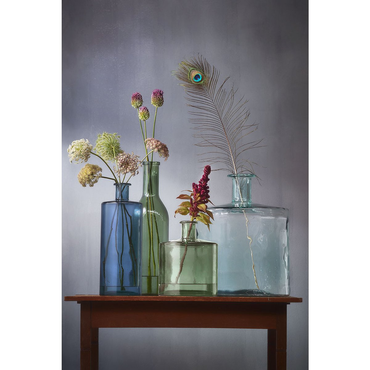 Guan Flaschenvase - H26 x Ø21 cm - Recyceltes Glas - Grün