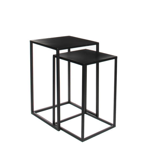 Goa Beistelltisch – 2er-Set – L35 x B35 x H55 cm – Metall – Schwarz