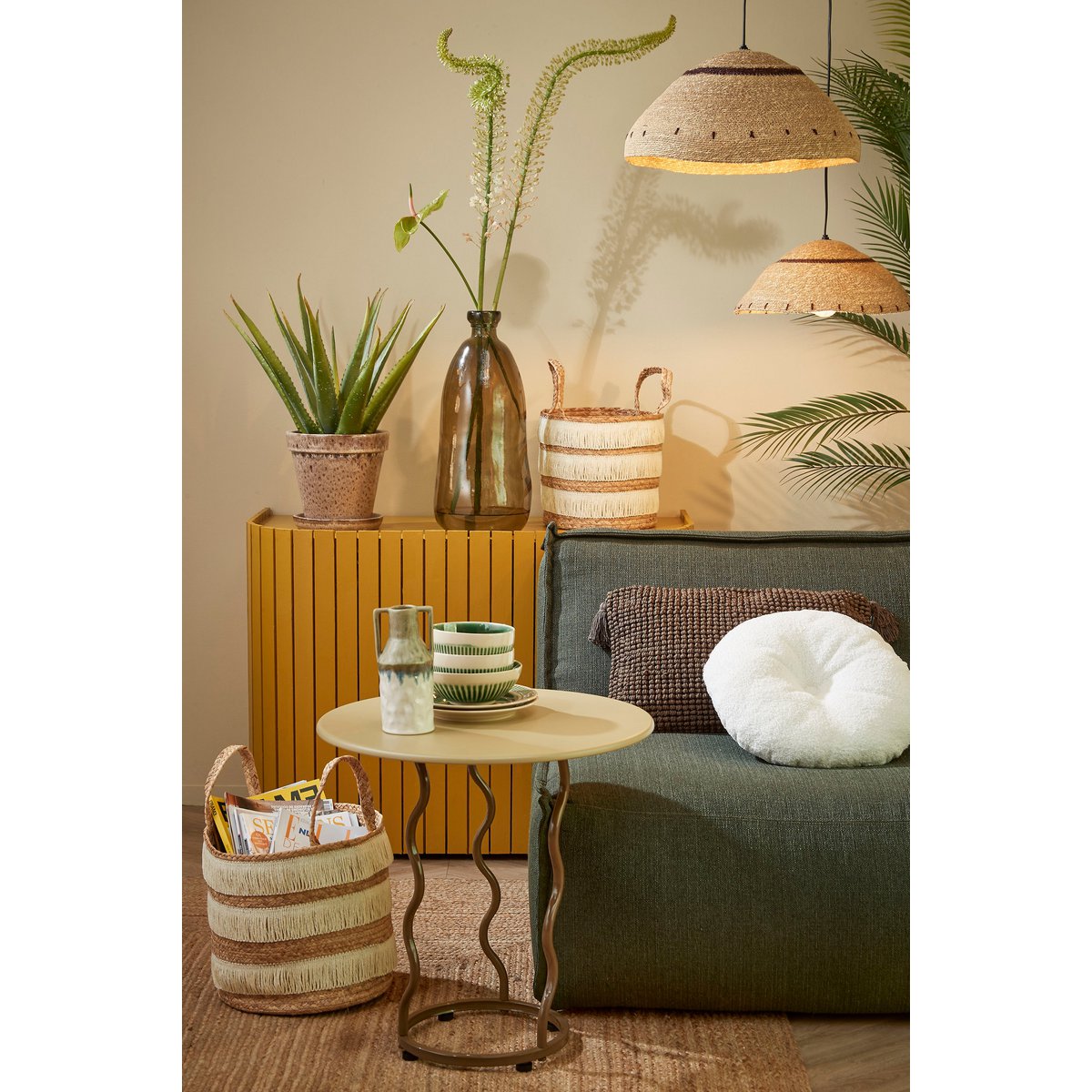 Joulz Hängelampe - H22 x Ø41 cm - Jute - Hellbraun