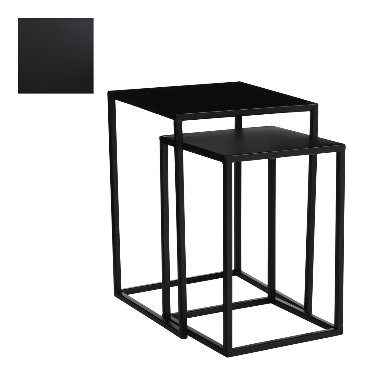 Goa Beistelltisch – 2er-Set – L30 x B30 x H42 cm – Metall – Schwarz
