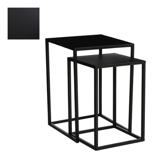 Goa Beistelltisch – 2er-Set – L30 x B30 x H42 cm – Metall – Schwarz