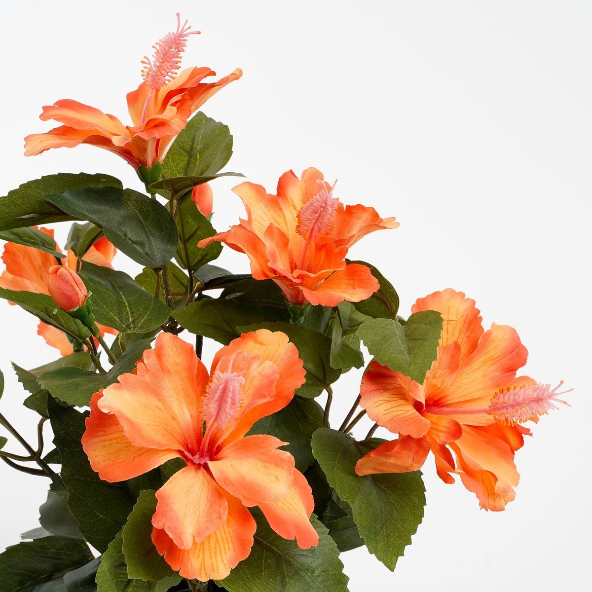 Künstliche Hibiskuspflanze im Blumentopf Stan – H40 x Ø30 cm – Orange