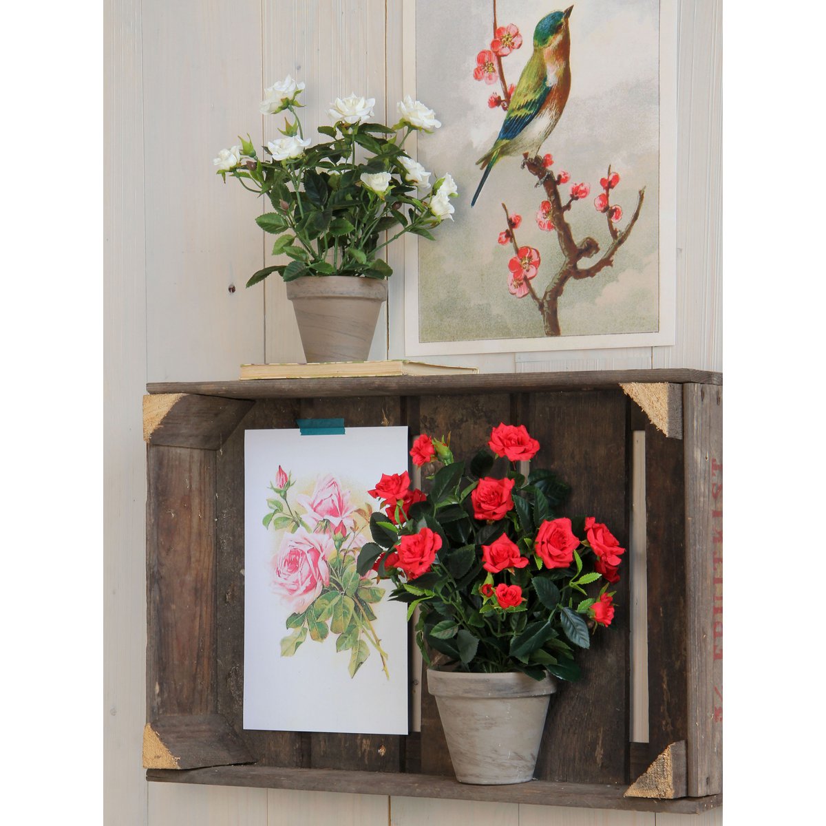 Künstliche Rosenstrauchpflanze im Blumentopf Stan – H33 x Ø25 cm – Rot