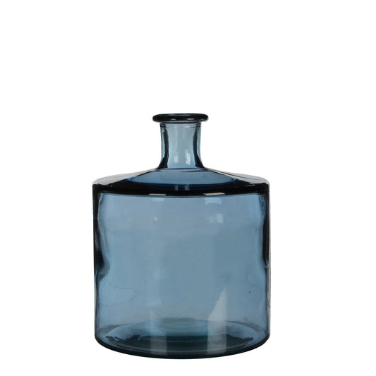 Guan Flaschenvase - H26 x Ø21 cm - Recyceltes Glas - Blau