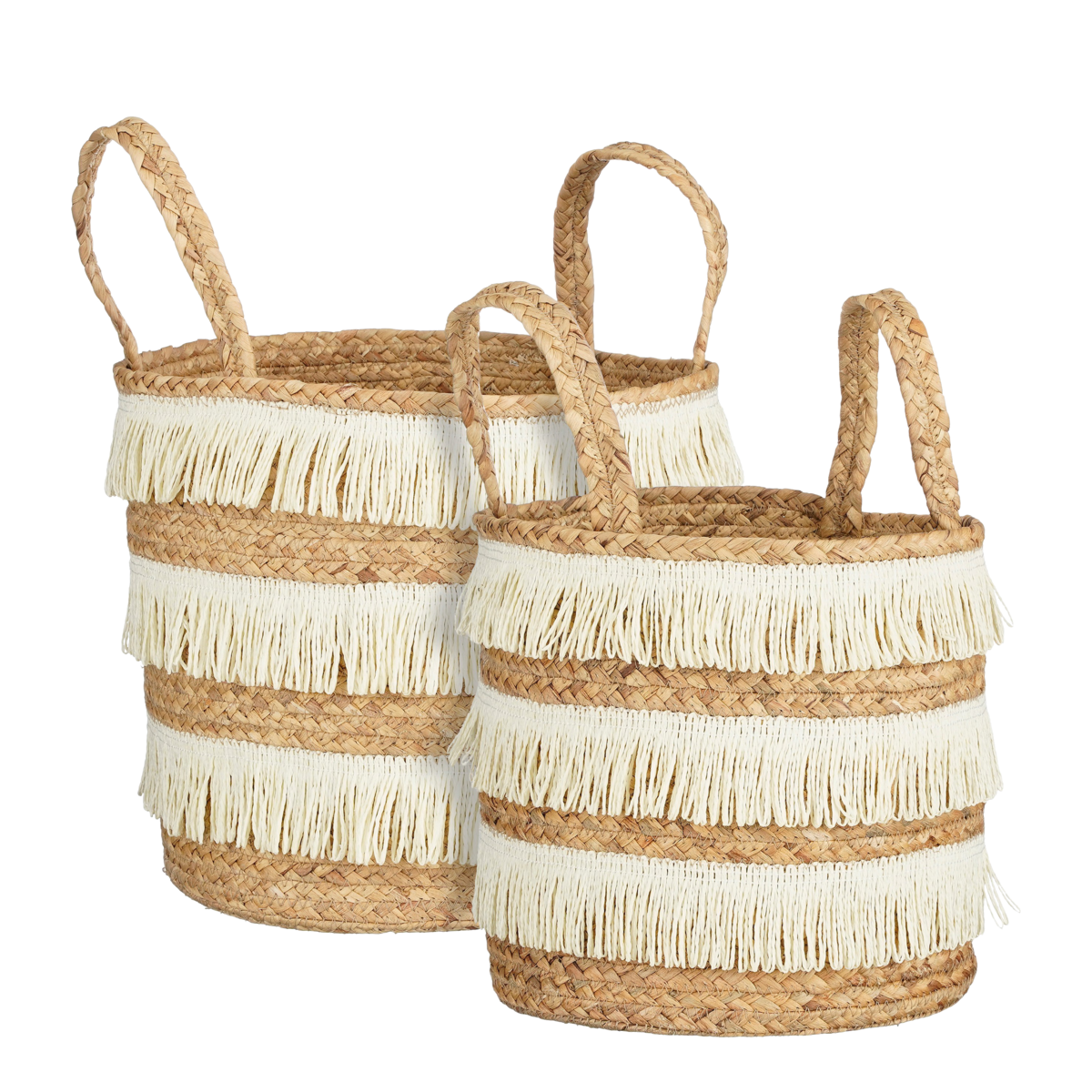 Aufbewahrungskorb – 2er-Set – H30 x Ø32 cm – Wasserhyazinthe – Braun