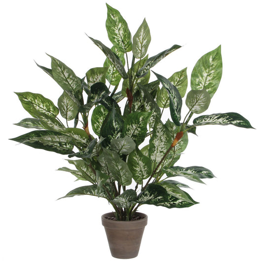 Dieffenbachia Künstliche Pflanze im Blumentopf Stan – H70 x Ø55 cm – Grün