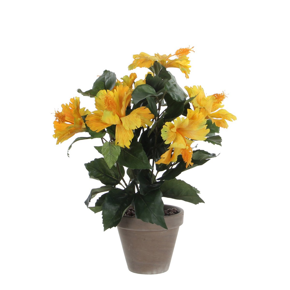 Künstliche Hibiskuspflanze im Blumentopf Stan – H40 x Ø30 cm – Gelb