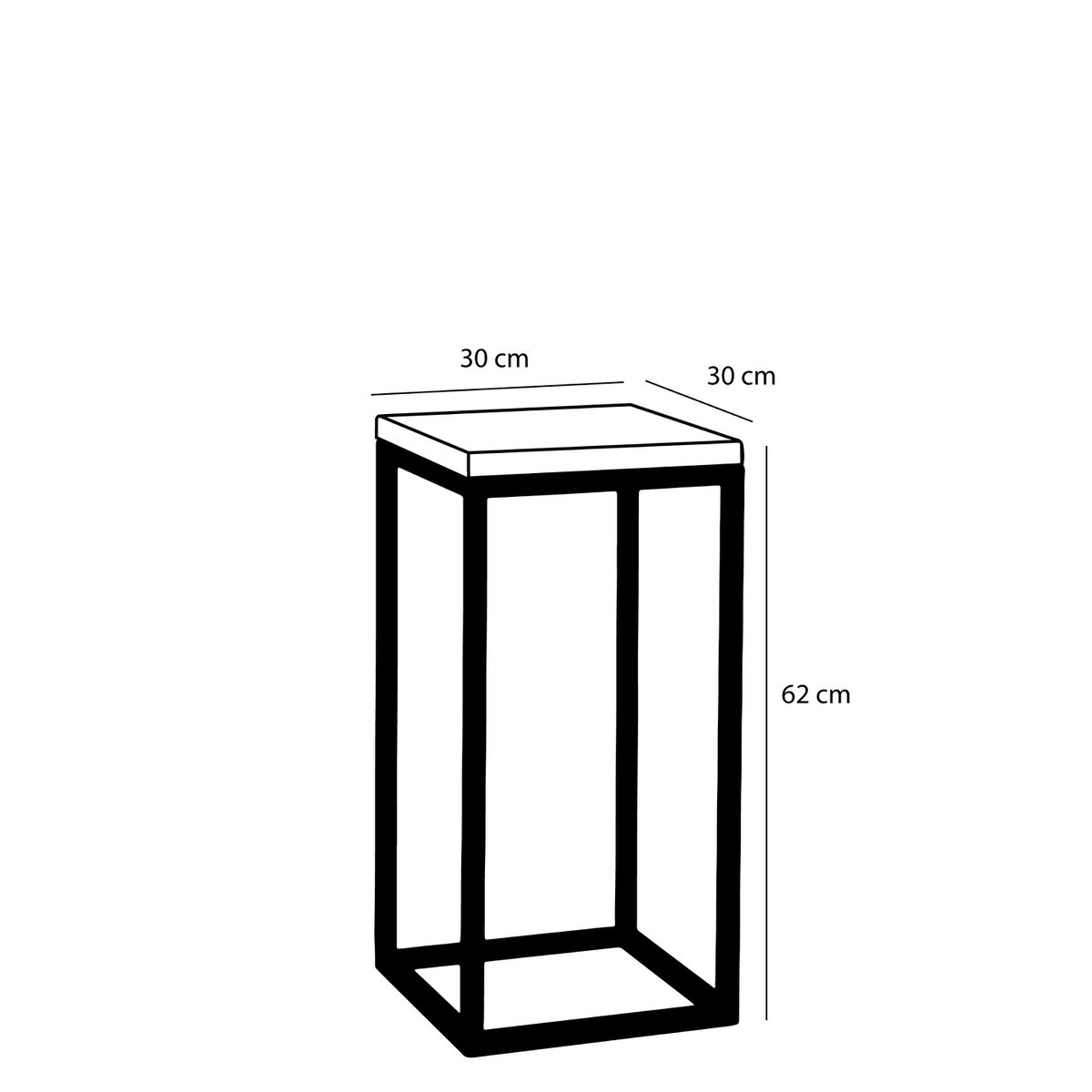 Oskar Pflanzentisch – L30 x B30 x H62 cm – Holz, Metall – Schwarz