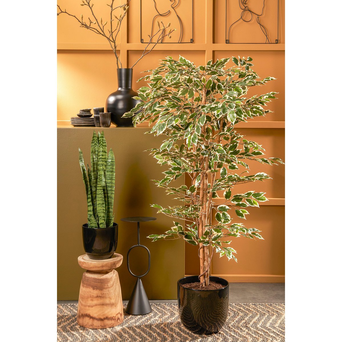 Künstliche Ficus-Pflanze – H180 x Ø90 cm – grün bunt