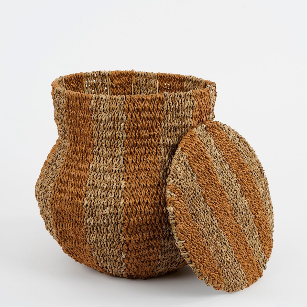 Aufbewahrungskorb mit Deckel – H47 x Ø50 cm – Jute – Gelb