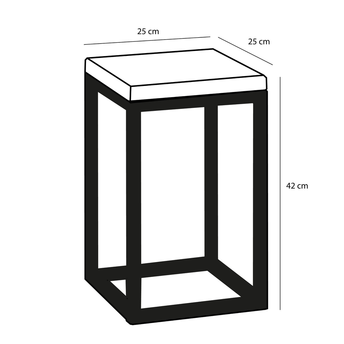 Oskar Pflanzentisch – L25 x B25 x H42 cm – Holz, Metall – Schwarz