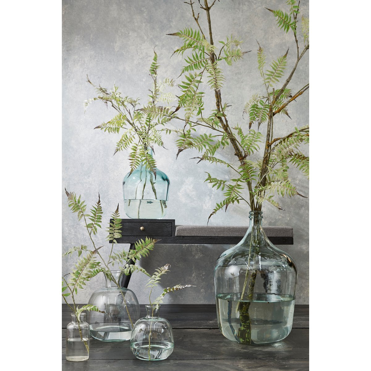 Diego Flaschenvase - H30 x Ø18 cm - Recyceltes Glas - Transparent