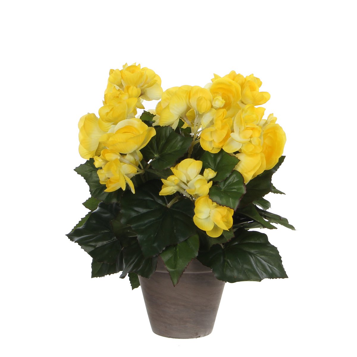 Künstliche Begonienpflanze im Blumentopf Stan – H30 x Ø25 cm – Gelb