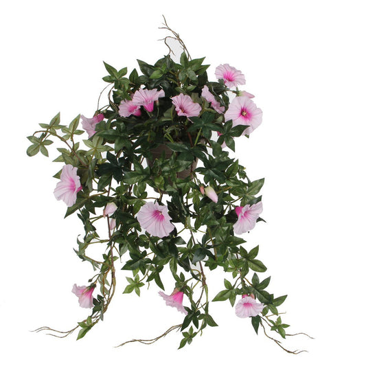 Künstliche Petunien-Hängepflanze im Blumentopf Stan – L25 x B45 x H50 cm – Rosa