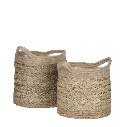 Anne Korb für Pflanzen – 2er-Set – H28 x Ø30 cm – Seegras – Hellbraun