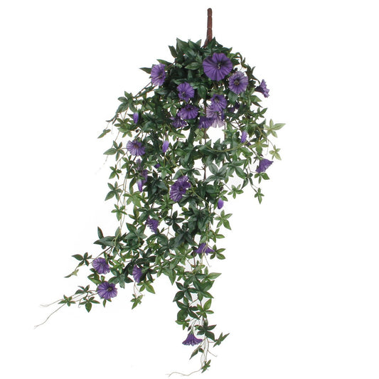 Künstliche Hängepflanze Petunie – L15 x B20 x H80 cm – Dunkelviolett