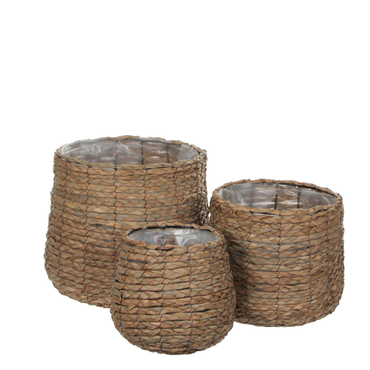 Avalon Korb für Pflanzen – 3er-Set – H31 x Ø30 cm – Seegras – Hellbraun