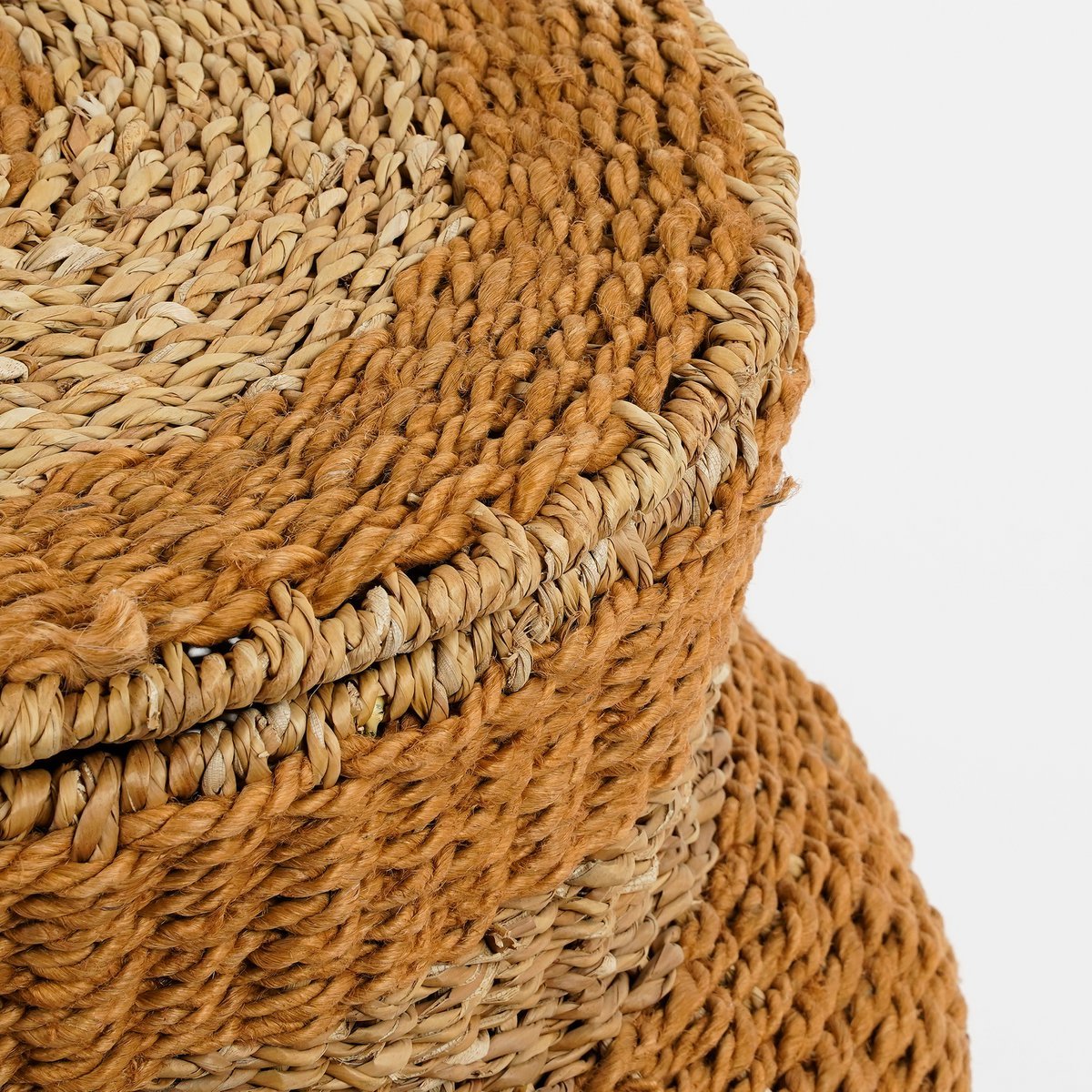 Aufbewahrungskorb mit Deckel – H48 x Ø55 cm – Jute – Gelb