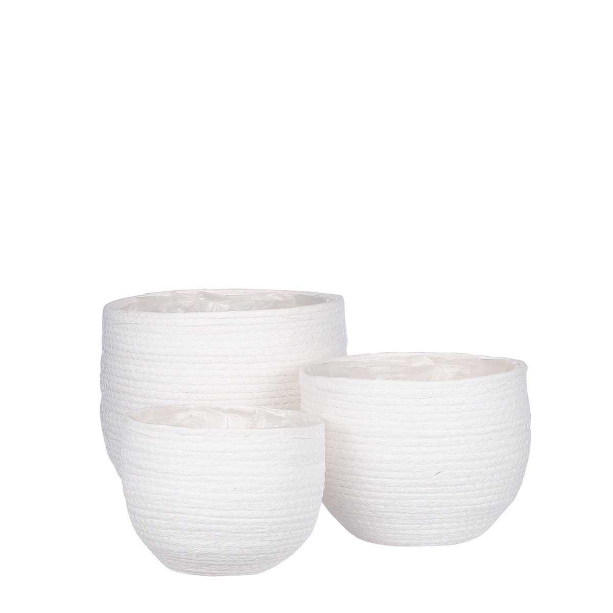 Jorck Korb für Pflanzen – 3er-Set – H24 x Ø26 cm – gebrochenes Weiß