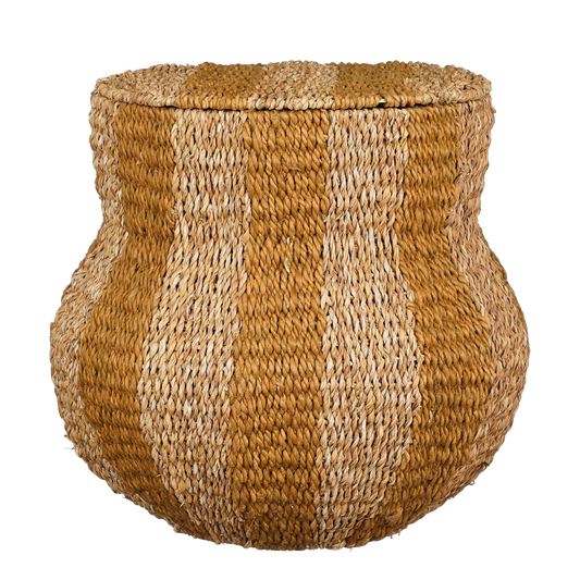 Aufbewahrungskorb mit Deckel – H47 x Ø50 cm – Jute – Gelb