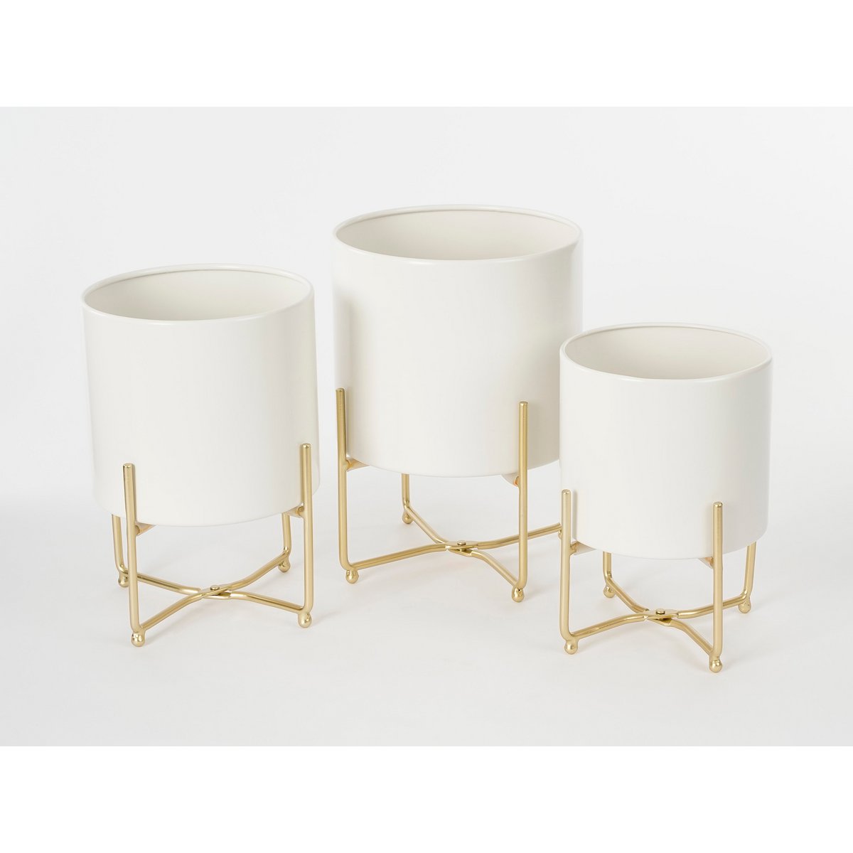 Widder-Blumentopf auf Ständer – 3er-Set – H32 x Ø24 cm – Weiß