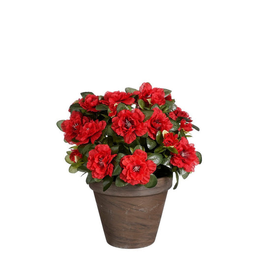 Künstliche Azaleenpflanze im Blumentopf Stan – H31 x Ø26 cm – Rot