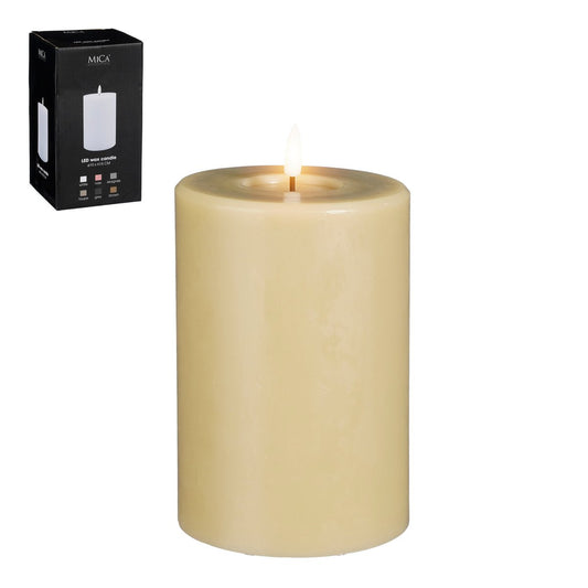 LED-Kerze – H15 x Ø10 cm – Wachs – Taupe